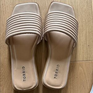 torrid Nude Ribbed Wide-Strap Slide Mules